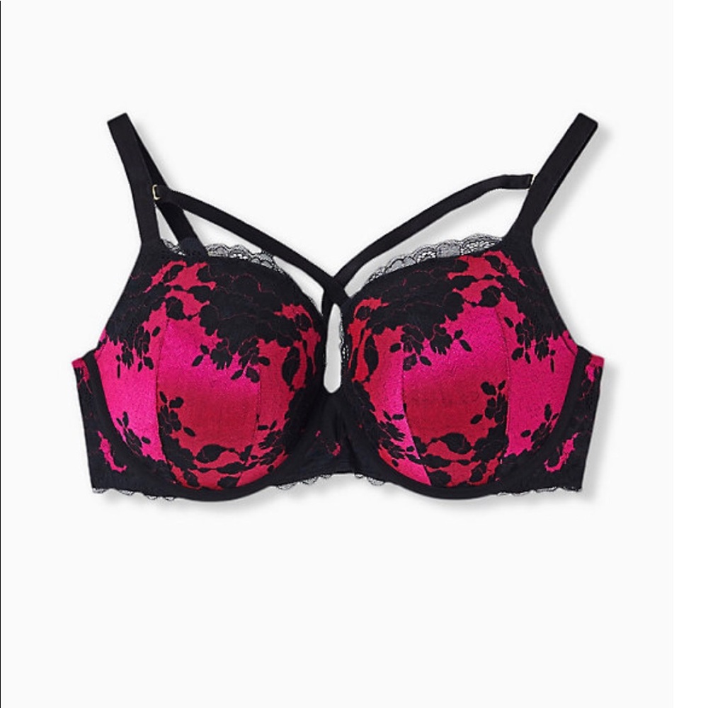 NWT HOT PINK LACE STRAPPY PUSH-UP T-SHIRT BRA